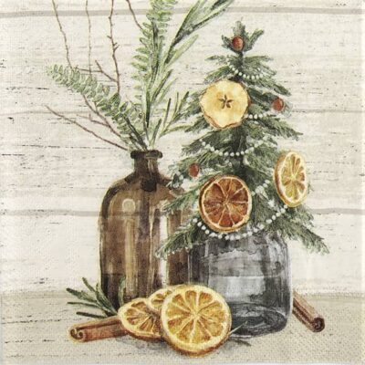 Single Decoupage Napkin - Seasonal Deco cream