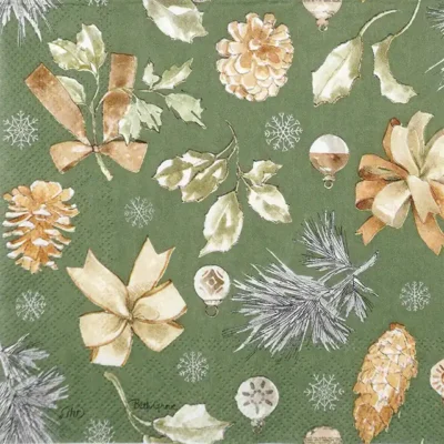 Single Decoupage Napkin - Simple Season Allower green