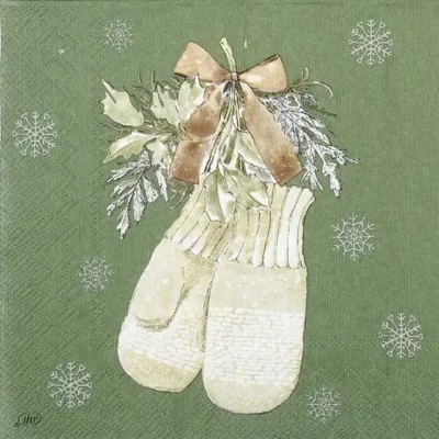 Single Decoupage Napkin - Simple Season Glowes green