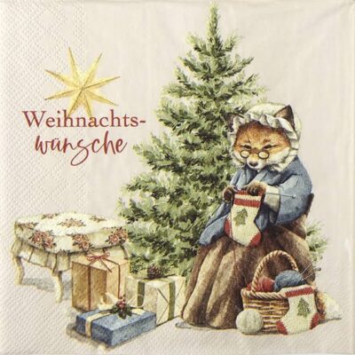 Single Decoupage Napkin - Winter Wishes cream