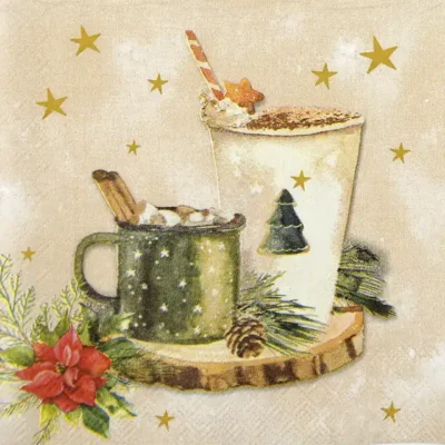Cocktail Decoupage Napkin - X-mas Drinks cream