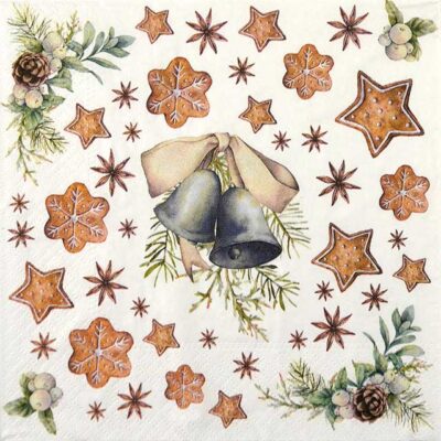 Single Decoupage Napkin - Christmas Bells