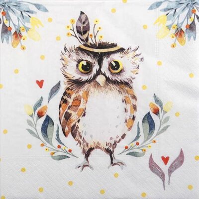 Single Decoupage Napkin - Flower Owl