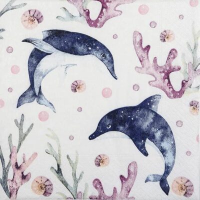 Single Decoupage Napkin - Playing Dolphins
