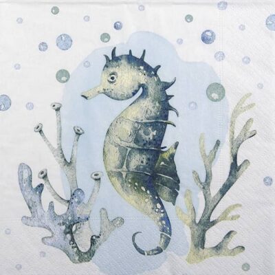 Single Decoupage Napkin - Seahorse