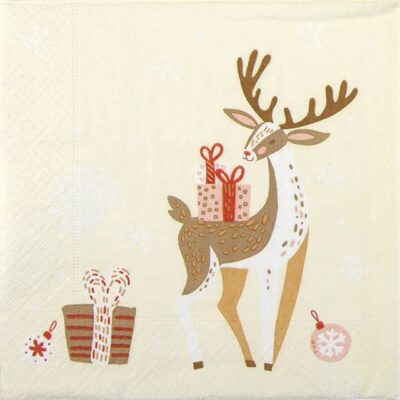 Single Decoupage Napkin - Xmas Deer