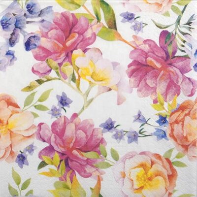 Single Decoupage Napkin - Orchid with Peony