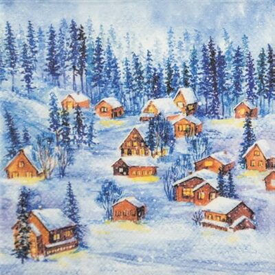 Single Decoupage Napkin - Winter Houses