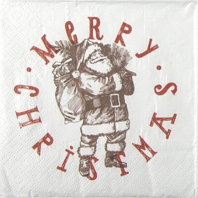Single Decoupage Napkin - Santas Stamp