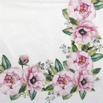 Single Decoupage Napkin - Floral Border