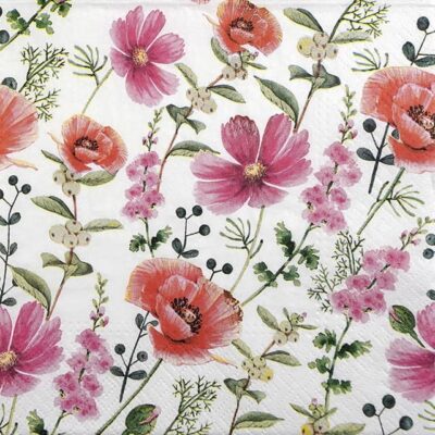 Paper Napkins - Raspberry Flower (20 pieces)