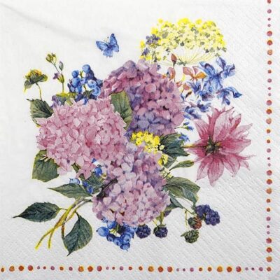 Single Decoupage Napkin - Hydrangea Bouquet