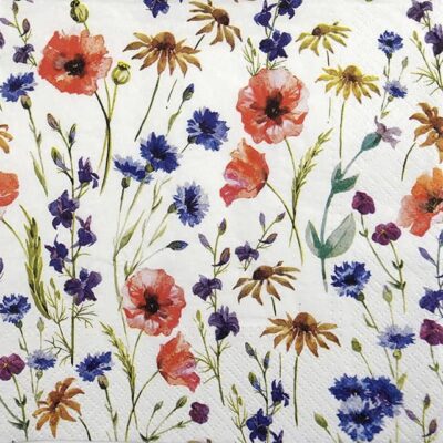 Single Decoupage Napkin - Field of Flowers