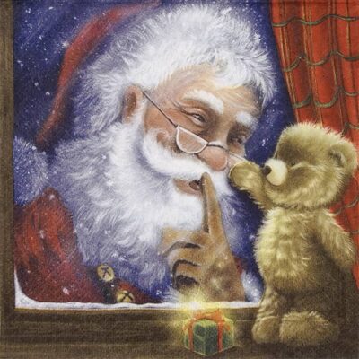 Single Decoupage Napkin - Surprise from Santa