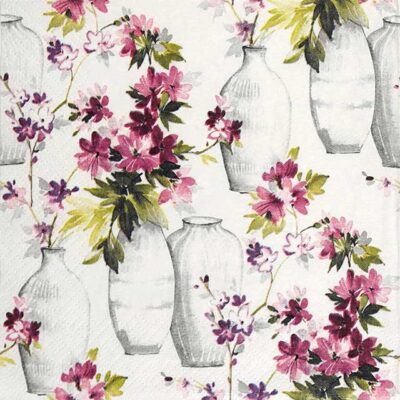 Single Decoupage Napkin - Flores en Jarrones