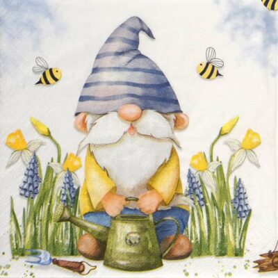 Single Decoupage Napkin - Garden Gnome