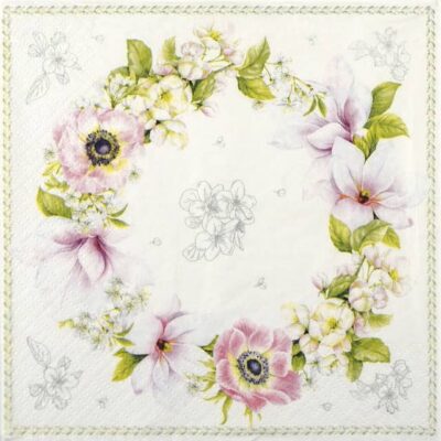 Single Decoupage Napkin - Guirnalda de Magnolias