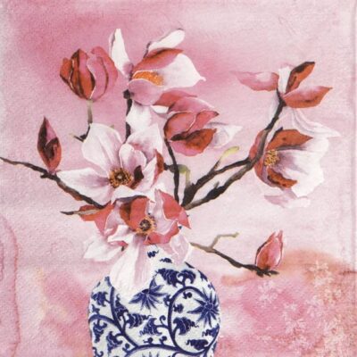 Single Decoupage Napkin - Magnolias En Vase Chinois