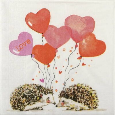Single Decoupage Napkin - Carola Pabst: Hedgehogs in Love