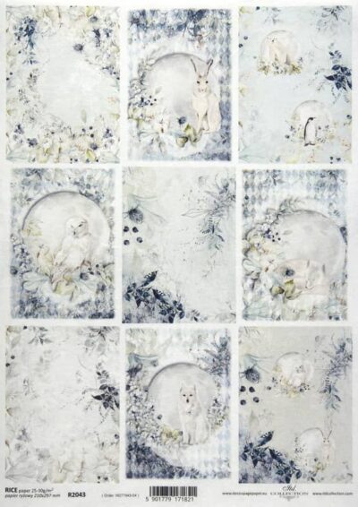 Rice Paper Decoupage - Winter Animal Cards - R2043