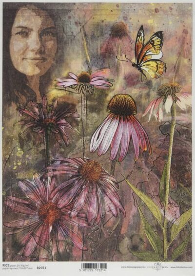 Rice Paper Decoupage - Painted Coneflower - R2071