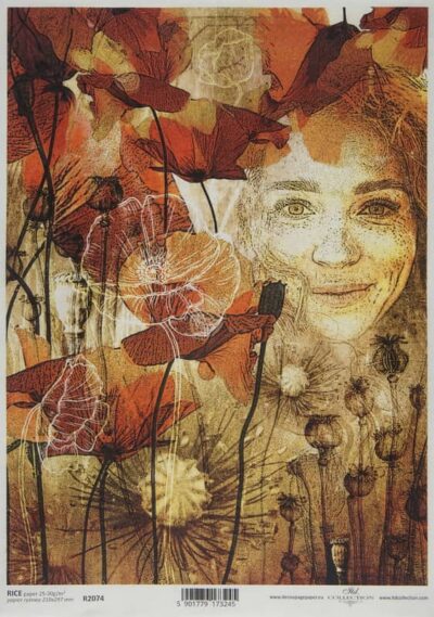Rice Paper Decoupage - Painted Poppies - R2074