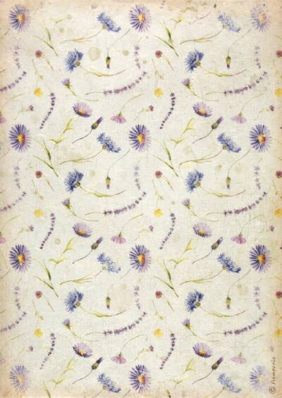 Stamperia Rice Paper A4 - Create Happiness Welcome Home blue flowers DFSA4742
