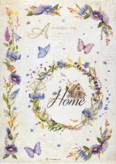 Stamperia Rice Paper A4 - Create Happiness Welcome Home garland DFSA4745