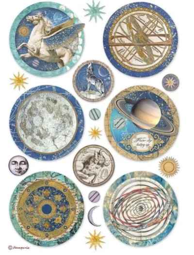 Stamperia Rice Paper A4 - Cosmos Infinity rounds DFSA4731