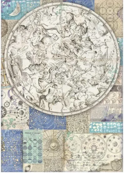 Stamperia Rice Paper A4 - Cosmos Infinity Zodiac DFSA4724