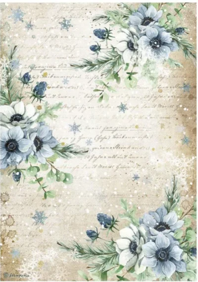 Stamperia Rice Paper A4 - Cosy Winter Flowers DFSA4710