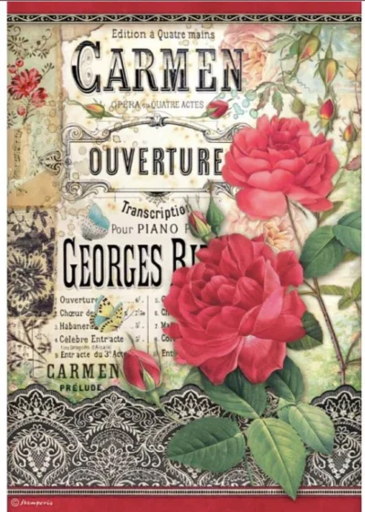Stamperia Rice Paper A4 - Desire Carmen Ouvertune DFSA4718