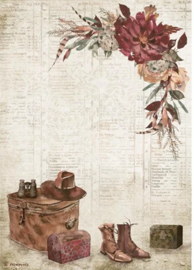 Stamperia Rice Paper A4 - Our Way Country Elements DFSA4714