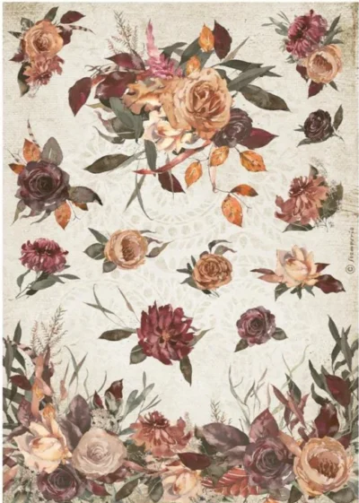 Stamperia Rice Paper A4 - Our Way Flowers DFSA4715