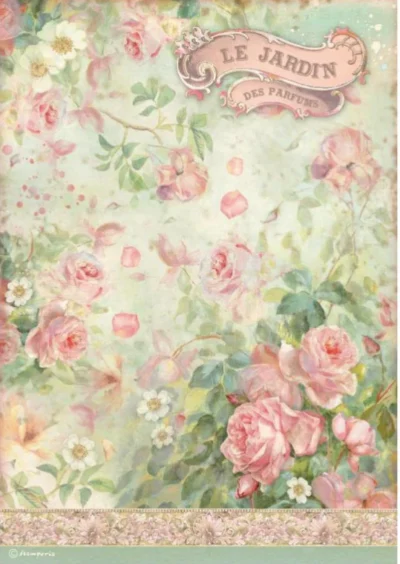 Stamperia Rice Paper A4 - Rose ParfumLe jardin des parfums DFSA4737