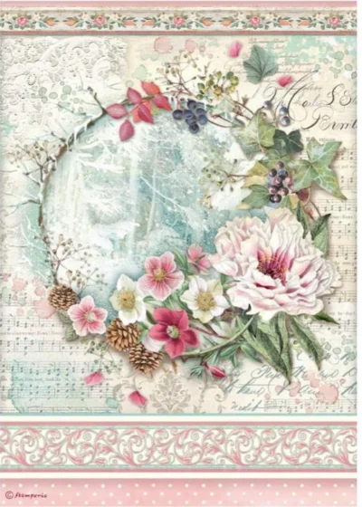 Stamperia Rice Paper A4 - Sweet Winter Garland DFSA4729
