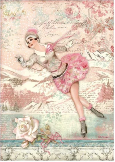 Stamperia Rice Paper A4 - Sweet Winter Ice Skater DFSA4725