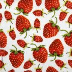 Quarter-fold view of the 33cm Strawberries decoupage sheet, showing a segment of the repeating fruit pattern