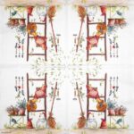 Open napkin display of the Break Time chicken lunch napkins 20 pack, showcasing the full farmyard garden motif