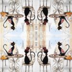 Cats in Paris Lunch Napkins 20 Pack featuring stylish cats and Eiffel Tower design for table decor.
