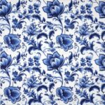 repeating blue floral porcelain‑style pattern
