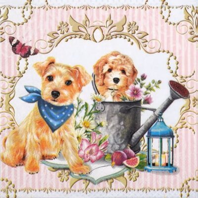 Dogs in Garden Paper Napkins by Ambiente – 20 Pack (33x33cm)