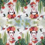Dorothy lunch napkins 20 pack featuring a detailed portrait with a floral crown, hummingbirds, and cacti.