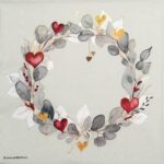 Eucalyptus Wreath Green Lunch Decoupage Napkin four-quadrant layout showing floral craft design