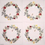 Opened Pink Eucalyptus Wreath lunch napkins 20 pack set for party decor and summer table settings