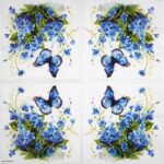 Forget Me Not Lunch Napkins 20 pack featuring delicate blue flower illustrations on a white background.