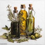 Oils and Herbs decoupage napkin in a folded quarter view
