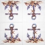 Open view of Rusty Anchor lunch napkins 20 pack, showing the repeated nautical anchor and starfish party pattern.