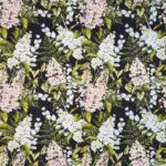 Soft Lilacs Black lunch napkins (20 pack) featuring an elegant floral lilac design on a dark background.