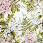 Quarter-fold view of the Soft Lilacs lunch decoupage napkin, displaying the elegant lilac floral pattern on a cream background.